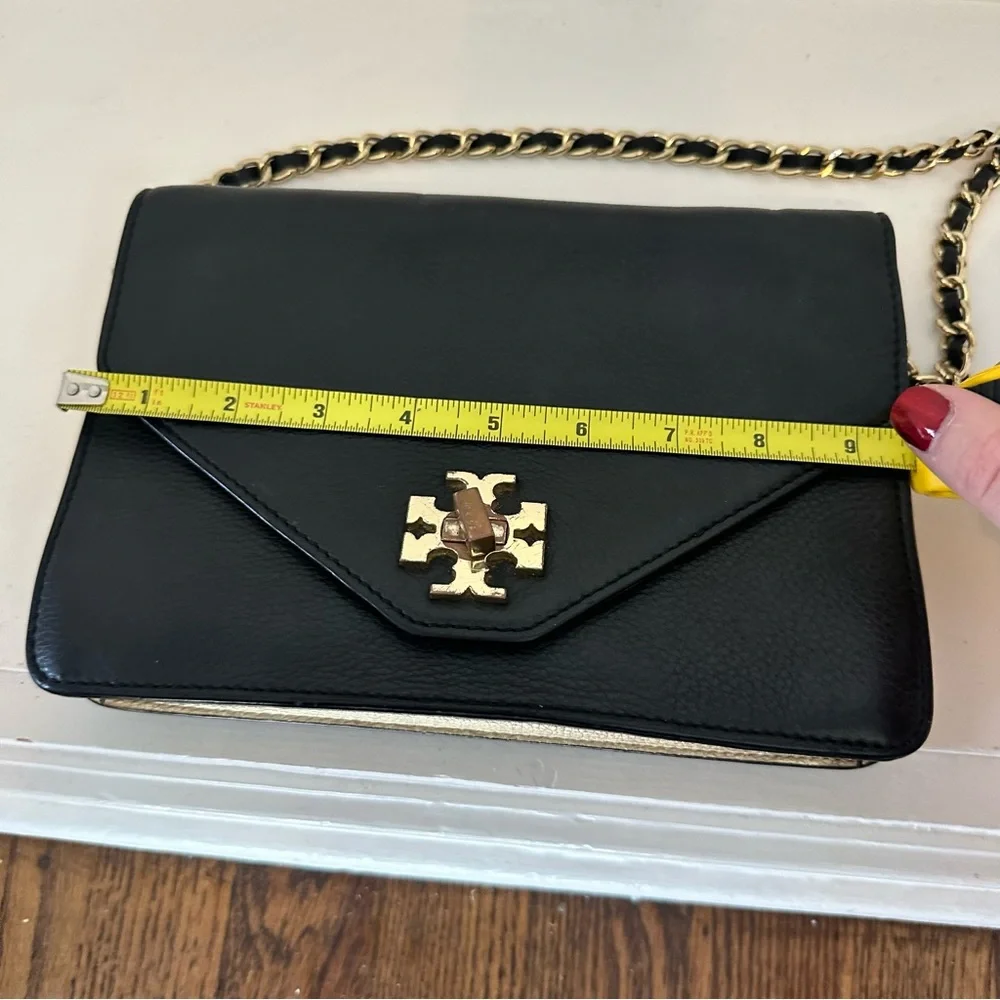 Tory Burch Black Robinson Leather Envelope Convertible Crossbody Shoulder Bag